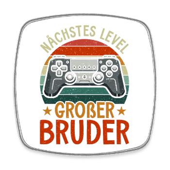 Nächstes Level Großer Bruder Ankündigung Zocken - Viereckiger Kühlschrankmagnet - Weiß - Vorne