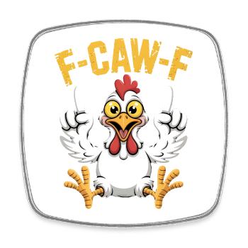 FCAW-F Dessin animé du coq - Magnet carré - blanc - Devant