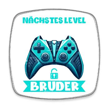 Nächstes Level Großer Bruder Ankündigung Zocken - Viereckiger Kühlschrankmagnet - Weiß - Vorne