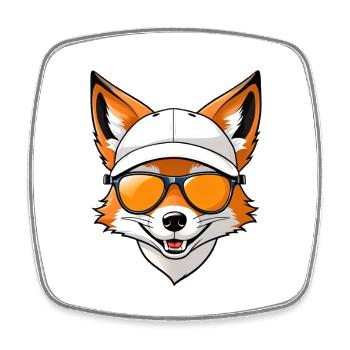 Sonnenfuchs Cap Style - Viereckiger Kühlschrankmagnet - Weiß - Vorne