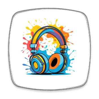 Bunte Kopfhörer Splash Design - Viereckiger Kühlschrankmagnet - Weiß - Vorne