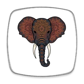 Mandala Elephant Head - Square fridge magnet - white - Front
