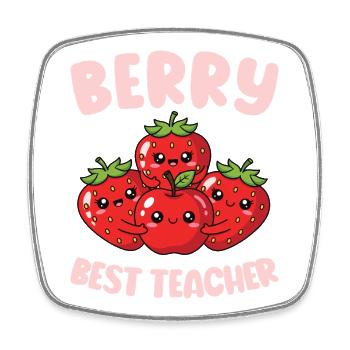Berry Best Teacher Elementary Teacher - Square fridge magnet - white - Front
