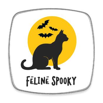 Feline Spooky Katze bei Vollmond - Viereckiger Kühlschrankmagnet - Weiß - Vorne