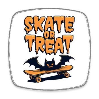 Skate or Treat Skateboard Halloween Fledermaus  - Viereckiger Kühlschrankmagnet - Weiß - Vorne