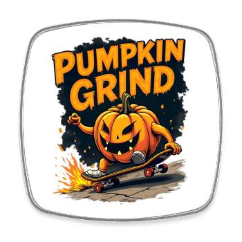 Pumpkin Grind Skateboard Kürbis Monster - Square fridge magnet - white - Front