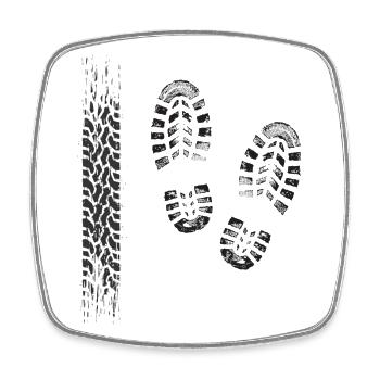 Motif de piste et d’empreinte - Magnet carré - blanc - Devant
