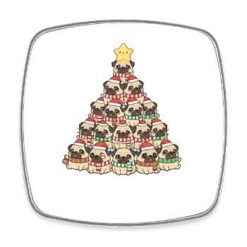 Lustiger Mops Weihnachtsbaum Skurril Weihnachten - Viereckiger Kühlschrankmagnet - Weiß - Vorne