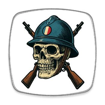 France - Poilu Helmet - Square fridge magnet - white - Front