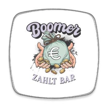 Boomer zahlt bar – Lustiges Bargeld Motiv - Viereckiger Kühlschrankmagnet - Weiß - Vorne
