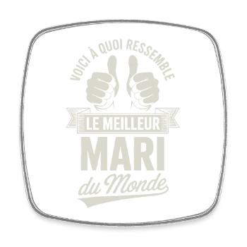 Le Meilleur Mari Du Monde Cadeau - Magnet carré - blanc - Devant