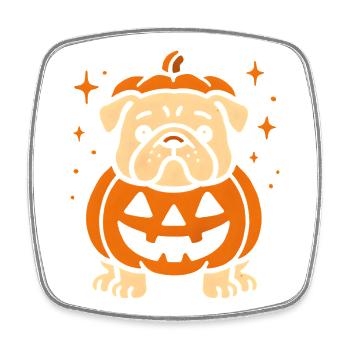 Jack-o-Lantern Pumpkin Dog - Square fridge magnet - white - Front