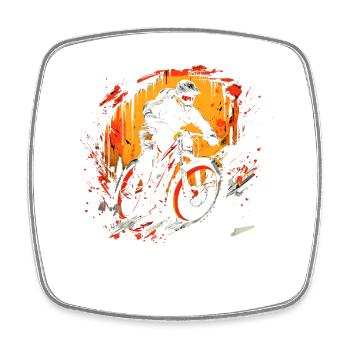 Mountain biking illustration - Square fridge magnet - white - Front