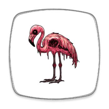 Flamingo Halloween Bande dessinée drôle - Magnet carré - blanc - Devant