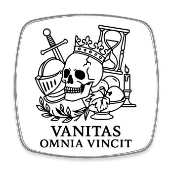 Memento Mori Vanitas Omni Vincit - Square fridge magnet - white - Front