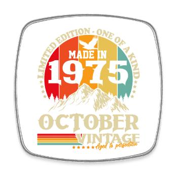 Octobre 1975 Vintage Vintage Rétro Anniversaire - Magnet carré - blanc - Devant