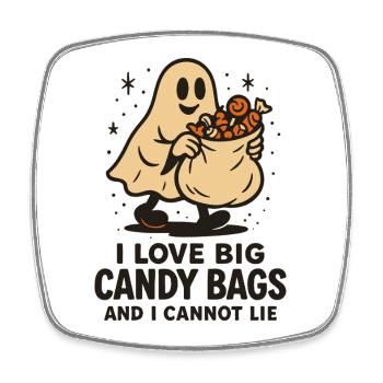 Ich liebe große Süßigkeitentüten Halloween lustiger Spruch Geist - Viereckiger Kühlschrankmagnet - Weiß - Vorne