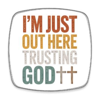 I trust in God here - Square fridge magnet - white - Front