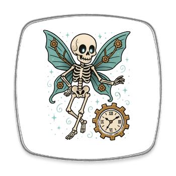 Skeleton Butterfly Movement - Square fridge magnet - white - Front