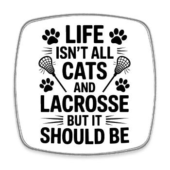 Lacrosse Dire Chats Drôle Lacrosse Cadeau - Magnet carré - blanc - Devant