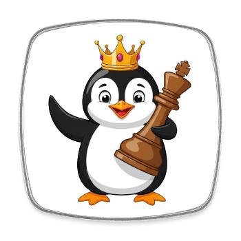 Funny Penguin Chess Player Cartoon Joy - Square fridge magnet - white - Front