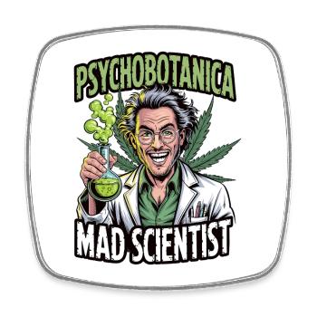 PsychoBotanica Mad Scientist - Square fridge magnet - white - Front