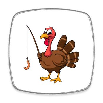 Drôle de pêche à la dinde Thanksgiving - Magnet carré - blanc - Devant