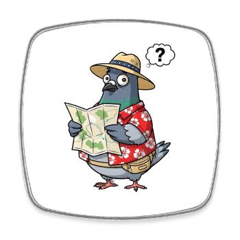 Pigeon de voyage avec carte dans le style d’Hawaï Geocatcher - Magnet carré - blanc - Devant