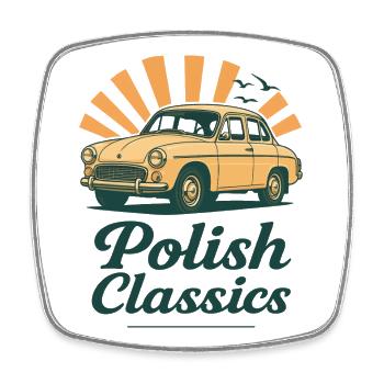 Polish Classic Mermaid Car Nostalgic Polish Pride - Square fridge magnet - white - Front