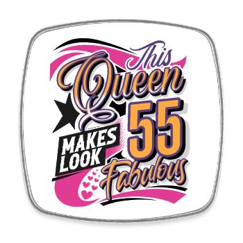55. Geburtstag Queen Frauen - Viereckiger Kühlschrankmagnet - Weiß - Vorne
