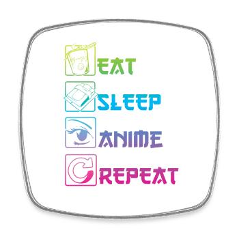 EAT SLEEP ANIME REPEAT - Square fridge magnet - white - Front