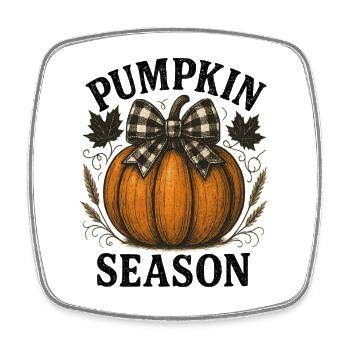 Chemise de saison citrouille | T-shirt d’automne et d’Halloween - Magnet carré - blanc - Devant