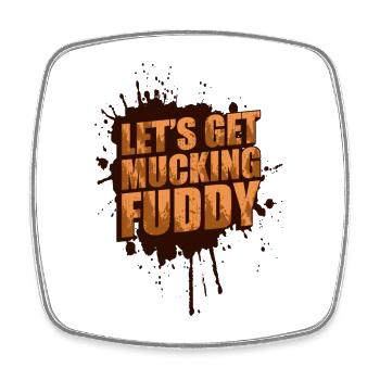 Mucking fuddy Schlammlauf Mud Run Muddy Race - Viereckiger Kühlschrankmagnet - Weiß - Vorne