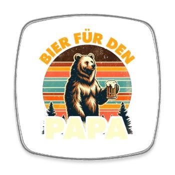 Werdender Vater BIER FÜR DEN PAPA Lustiges - Viereckiger Kühlschrankmagnet - Weiß - Vorne