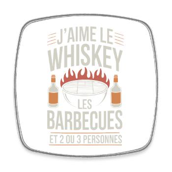 Ich liebe Whiskey, Grillen und ein paar Freunde - Viereckiger Kühlschrankmagnet - Weiß - Vorne