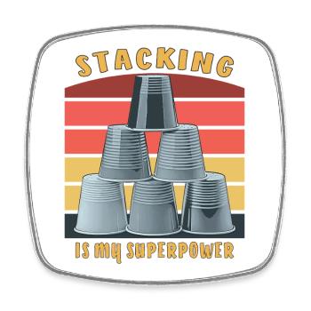 STACKING IS MY SUPERPOWER - Square fridge magnet - white - Front