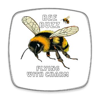 HUMMELN BEE BUZZ FLYING WITH CHARM - Viereckiger Kühlschrankmagnet - Weiß - Vorne