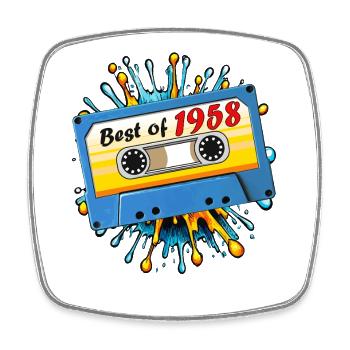 1958 MUSIC CASSETTE BEST OF - Square fridge magnet - white - Front