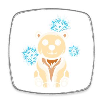 Cartoon Eisbär mit Schneeflocken - Viereckiger Kühlschrankmagnet - Weiß - Vorne