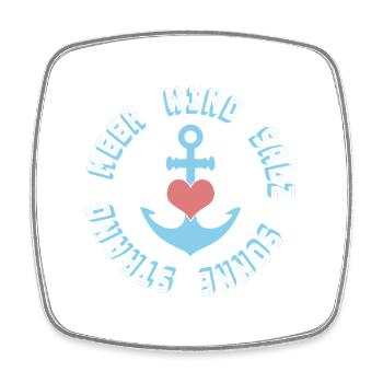 Sea, Wind & Sun – Maritime Anchor Heart - Square fridge magnet - white - Front