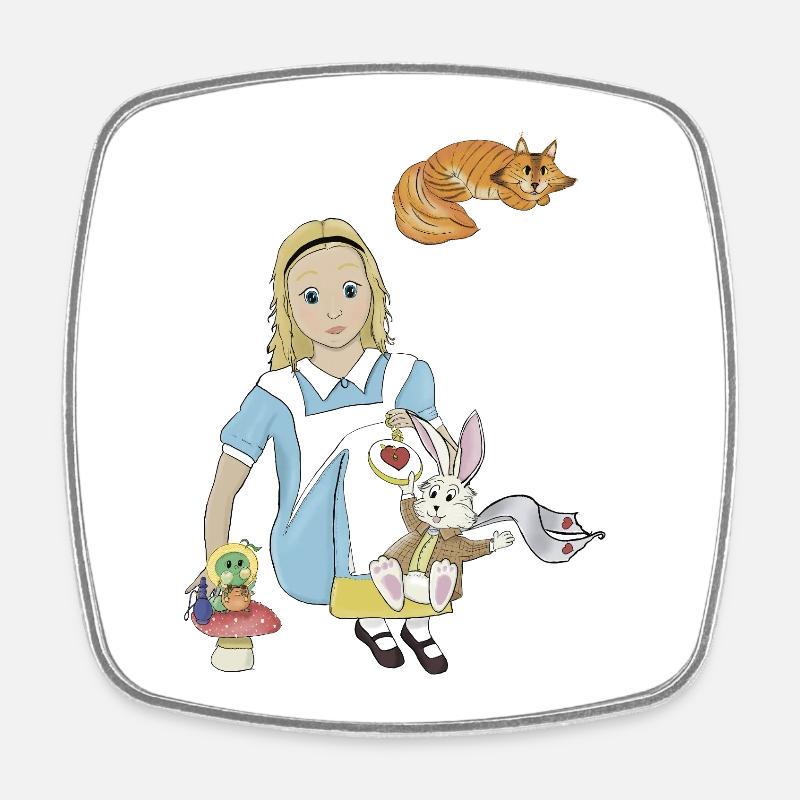 Alice in Wonderland - Square fridge magnet - white
