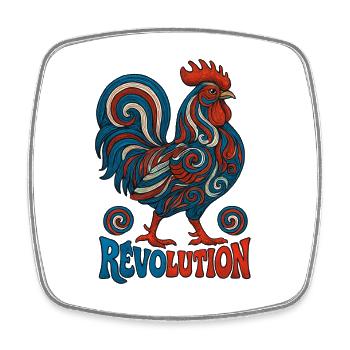Französischer Hahn - Revolution - Frankreich - Viereckiger Kühlschrankmagnet - Weiß - Vorne