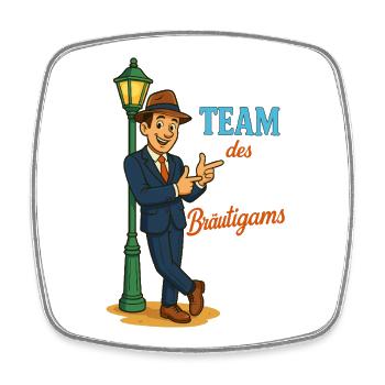 Groom's Team Cartoon - Square fridge magnet - white - Front