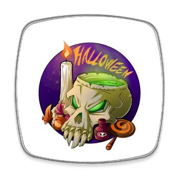 Halloween Totenschädel - Viereckiger Kühlschrankmagnet - Weiß - Vorne