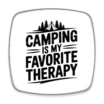 Camping ist meine Lieblingstherapie - Viereckiger Kühlschrankmagnet - Weiß - Vorne