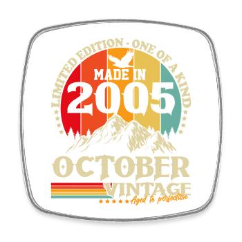 Oktober 2005 Jahrgang Vintage Retro Geburtstag - Viereckiger Kühlschrankmagnet - Weiß - Vorne