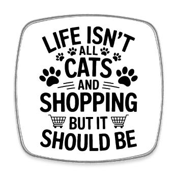 Einkaufen Spruch Katzen Lustiges Shopping Geschenk - Viereckiger Kühlschrankmagnet - Weiß - Vorne