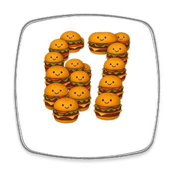 Drôle 67 Mème avec Burger - Magnet carré - blanc - Devant