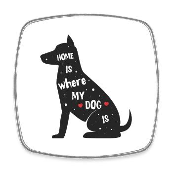 La maison est là où se trouve mon chien – design à pois - Magnet carré - blanc - Devant