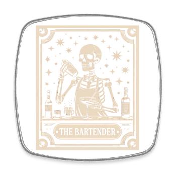 Bartender Barman The Bartender Tarot Cocktail - Square fridge magnet - white - Front